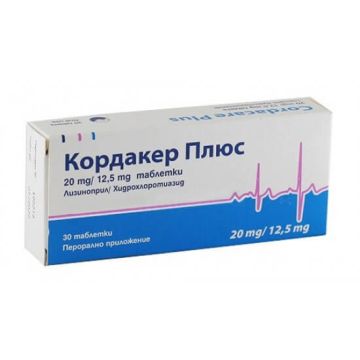 Кордакер Плюс 20 мг / 12,5 мг х 30 таблетки ЧайкаФарма