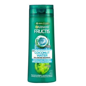 Garnier Fructis Hydra Pure Coconut Water Укрепващ шампоан за коса с кокосова вода за мазни корени и сухи краища 250 мл