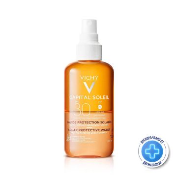 Vichy Capital Soleil Слънцезащитна вода за лице и тяло за подобряване на тена SPF30 200 мл