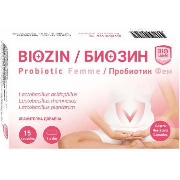 Biozin Probiotic Femme пробиотик за жени х 15 капсули BIOshield