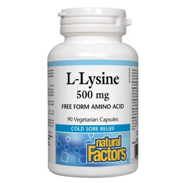 Natural Factors L-Lysine Л-Лизин с противовъзпалително действие 500 мг х 90 капсули