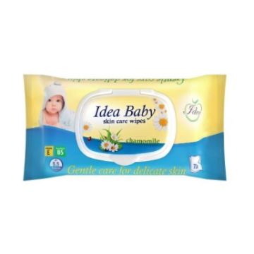 Idea Baby Бебешки мокри кърпички с екстракт от лайка с капак 72 бр