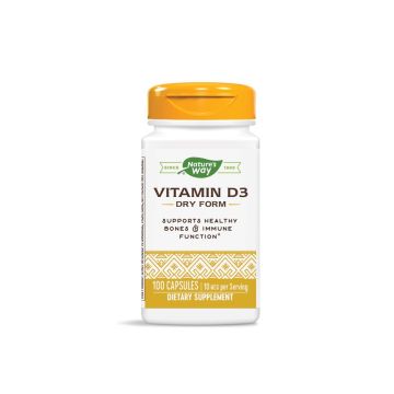 Nature's Way Vitamin D3 Dry Form Витамин D за здрави зъби, кости и имунитет 400 IU 100 капсули