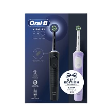 Oral-B Vitality Pro103 Електрическа четка за зъби черна + Електрическа четка за зъби лилава Комплект