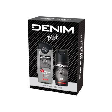Denim Black Дезодорант спрей за мъже 150 мл + Denim Black Енергизиращ душ-гел за мъже 250 мл + Комплект