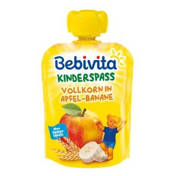 Bebivita забавна плодова закуска пълнозърнести култури с ябълка и банан 12М+ 90 г