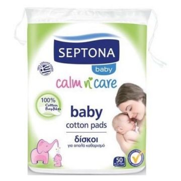 Septona Baby Calm n' Care Памучни тампони за почистване на бебешка кожа 50 бр