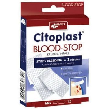 Medica Citoplast Blood-Stop Mix Лепенки с кръвоспиращ тампон различни размери 15 бр