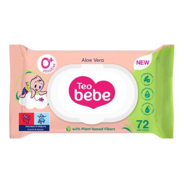 Тeo Bebe Aloe Бебешки мокри кърпи с екстракт от алое вера капак x 72 бр