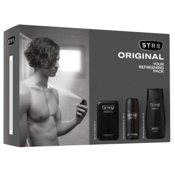 STR8 Original EDT Тоалетна вода за мъже 50 мл + STR8 Original Дезодорант спрей за мъже 150 мл + STR8 Original Освежаващ душ гел за мъже 250 мл Комплект