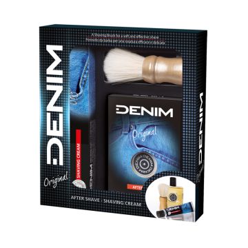 Denim Original Лосион за след бръснене 100 мл + Denim Original Крем за бръснене 100 мл + Четка за бръснене Комплект
