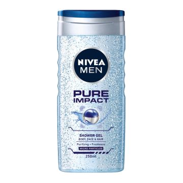 Nivea Men Pure Impact Душ-гел за мъже с фини ексфолиращи частици 250 мл