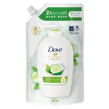 Dove Caring Hand Wash Fresh Touch Течен сапун за ръце с краставица и зелен чай 500 мл Пълнител