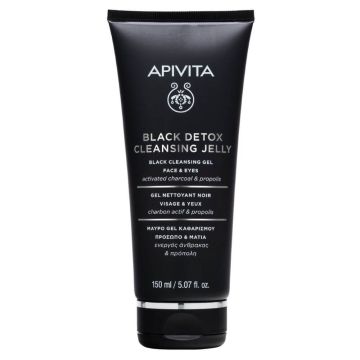 Apivita Cleansing Черен детоксикиращ почистващ гел за лице и околоочен контур 150 мл