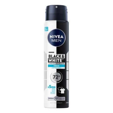 Nivea Men Black & White Invisible Fresh Дезодорант спрей против изпотяване за мъже 250 мл
