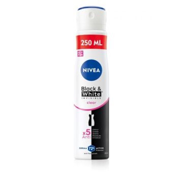 Nivea Black & White Invisible Clear Дезодорант спрей против изпотяване за жени 250 мл
