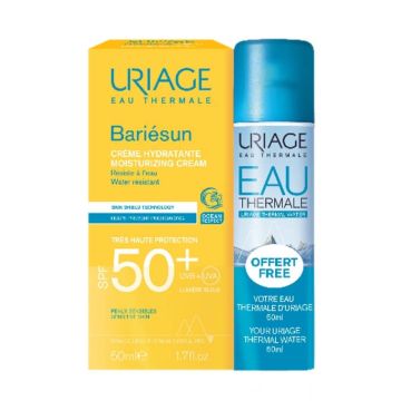 Uriage Bariesun Слънцезащитен крем за лице SPF50+ 50 мл + Uriage Eau Thermale Хидратираща и успокояваща термална вода 50 мл Комплект