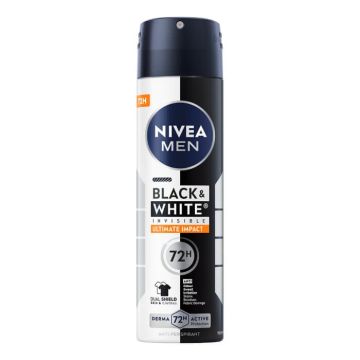 Nivea Men Black & White Invisible Ultimate Impact Дезодорант спрей против изпотяване за мъже 150 мл