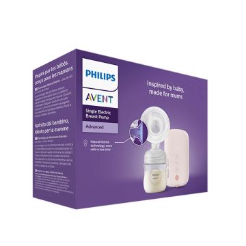 Електрическа помпа Philips Avent SCF395/31 Advance + Шише Philips Avent Natural Response 125 мл с биберон за новородено Natural Response 0 м+ Подплънки за гърди Комплект