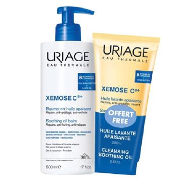 Uriage Xemose Липидо-възстановяващо олио за суха и много суха кожа 500 мл + Подарък: Uriage Xemose Почистващо успокояващо душ-олио за лице и тяло 200 мл Комплект