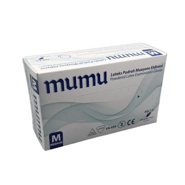 Латексови ръкавици с пудра нестерилни Кутия M 100 бр MUMU