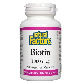 Natural Factors Biotin Витамин В7 за здрави коса, кожа и нокти 1000 мкг х 90 капсули