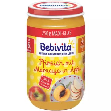 Bebivita Био пюре праскова с маракуя и ябълка без глутен 6М+ 250 гр