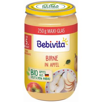 Bebivita Био пюре круши и ябълка без глутен 5М+ 250 гр