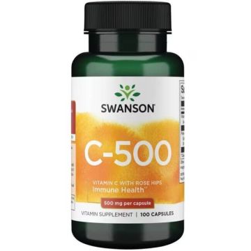 Swanson Vitamin C with Rose Hips Витамин C с шипка 500 мг х 100 капсули