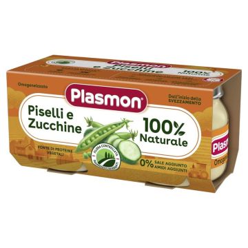 Plasmon Пюре от грах и тиквички за деца 6М+ 80 г х 2 бр
