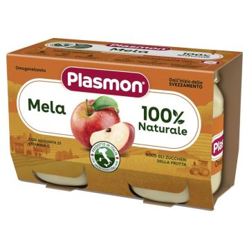 Plasmon 100% Mela Плодово пюре ябълка за деца 4М+ 104 г х 2 бр