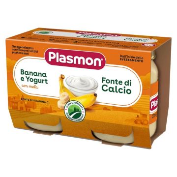 Plasmon Плодово пюре йогурт с банан за деца 6М+ 104 г х 2 бр