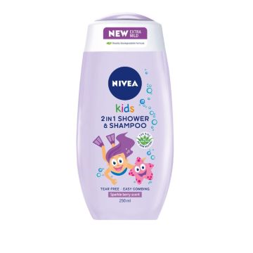 Nivea Kids 2в1 Душ-гел и шампоан за момичета 250 мл