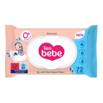 Teo Bebe Almond Мокри кърпи за чувствителна кожа с капак х 72 бр