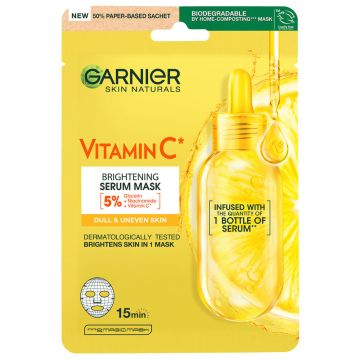 Garnier Skin Naturals Vitamin C Shot Енергизираща и озаряваща лист-маска за лице с витамин C 1 брой