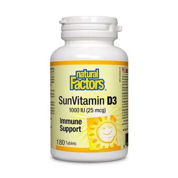 Natural Factors SunVitamin D3 за висок имунитет 1000 IU 180 таблетки