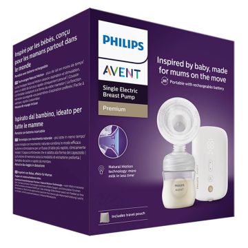 Електрическа помпа за кърма Natural Motion Premium Philips Avent SCF396/31 + Шише 125 мл с биберон Natural Response 0м+ Несесер за пътуване + Торбички за кърма 5 бр + Еднократни подплънки 4 бр Комплект