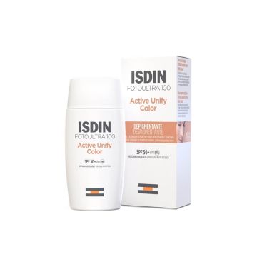 ISDIN FotoUltra 100 Active Unify Color Слънцезащитен тониран флуид с депигментиращо действие SPF50+ 50 мл