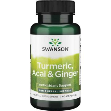 Swanson Turmeric Acai & Ginger Куркума Акай Бери и Джинджифил х 60 капсули
