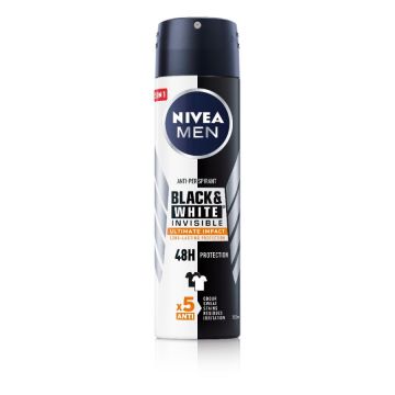 Nivea Men Black & White Invisible Ultimate Impact Дезодорант спрей против изпотяване за мъже 150 мл