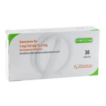 Амвалкон-ко 5 мг/160 мг/12.5 мг х 30 таблетки Pharmacons