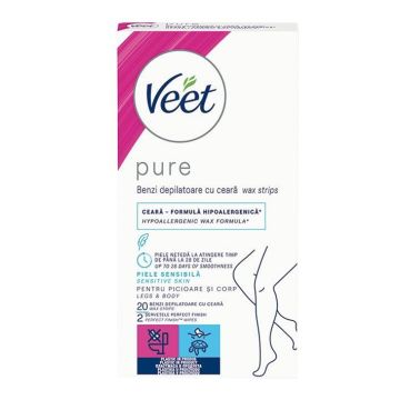 Veet Pure Восъчни ленти за тяло и крака за чувствителна кожа x 20 бр
