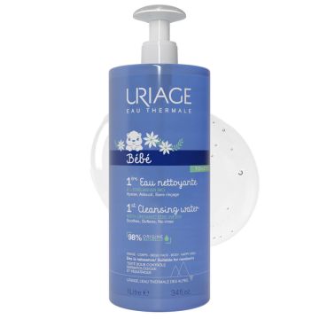 Uriage Bebe 1er EAU Почистваща вода за бебета без изплакване с органичен еделвайс 1000 мл