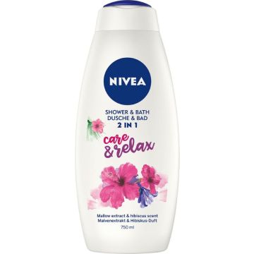 Nivea Goodbye Stress Душ-гел и пяна за вана с аромат на хибискус 750 мл