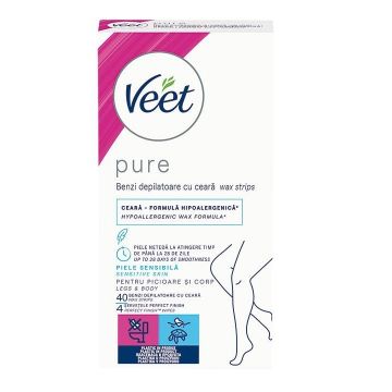 Veet Pure Депилиращи ленти за тяло и крака за чувствителна кожа 40бр