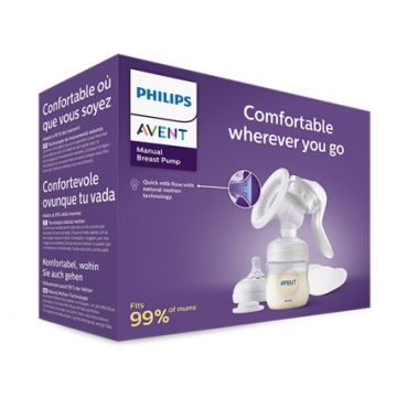 Philips Avent Ръчна помпа за кърма Natural Motion +  Avent Бутилка с биберон Natural 125 мл Комплект