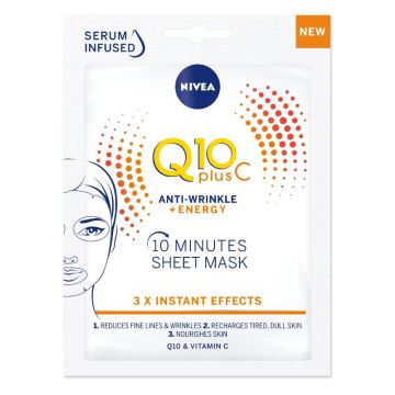 Nivea Q10 Plus С Биоразградима лист маска за лице против бръчки 1 бр