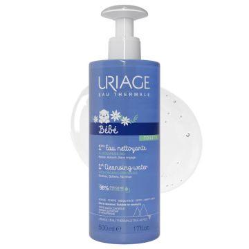 Uriage Bebe 1er EAU Почистваща вода за бебета без изплакване с органичен еделвайс 500 мл