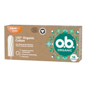 O.B. Organic Super Дамски тампони от органичен памук х16 бр