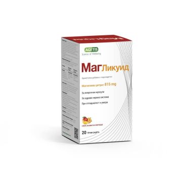 Маг Ликуид магнезиев цитрат 815 мг х 20 течни сашета Agetis